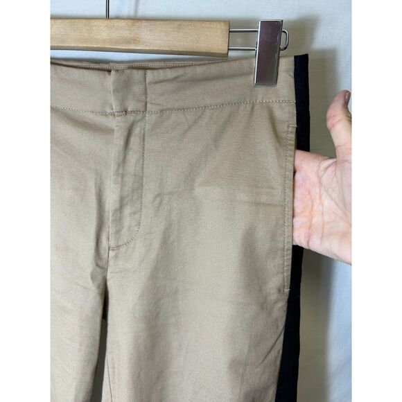 Club Monaco NWOT Tan with Side Black Stripe High Rise Cropped Chino Pants Size 2 - Picture 6 of 15